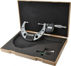Mitutoyo - 76.2mm to 101.6mm Electronic Blade Micrometer - 0.003mm Accuracy, 0.75mm Blade Thickness, Ratchet Stop Thimble - Exact Tool & Supply