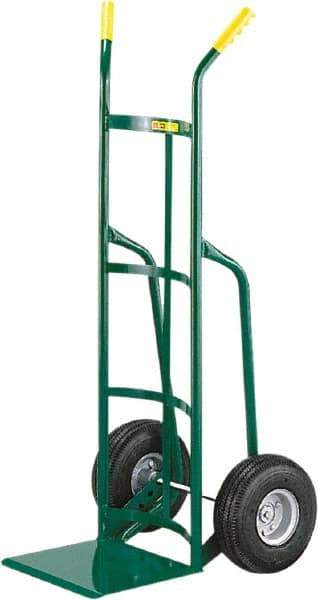 Little Giant - 800 Lb Capacity 49" OAH Hand Truck - 12 x 14" Base Plate, Dual Handle, Steel, Full Pneumatic Wheels - Exact Tool & Supply