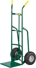 Little Giant - 800 Lb Capacity 49" OAH Hand Truck - 12 x 14" Base Plate, Dual Handle, Steel, Full Pneumatic Wheels - Exact Tool & Supply