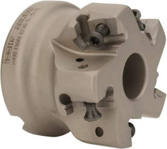 Iscar - 5 Inserts, 2" Cut Diam, 3/4" Arbor Diam, 0.472" Max Depth of Cut, Indexable Square-Shoulder Face Mill - 0/90° Lead Angle, 1.575" High, H490 AN.X 12 Insert Compatibility, Through Coolant, Series Helido - Exact Tool & Supply