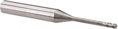 Accupro - 2mm, 5mm LOC, 6mm Shank Diam, 57mm OAL, 4 Flute, Solid Carbide Square End Mill - Single End, Uncoated, Spiral Flute, 30° Helix, Centercutting, Right Hand Cut, Right Hand Flute - Exact Tool & Supply
