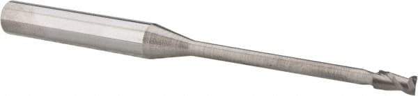 Accupro - 3mm, 8mm LOC, 6mm Shank Diam, 75mm OAL, 2 Flute, Solid Carbide Square End Mill - Single End, Uncoated, Spiral Flute, 40° Helix, Centercutting, Right Hand Cut, Right Hand Flute - Exact Tool & Supply