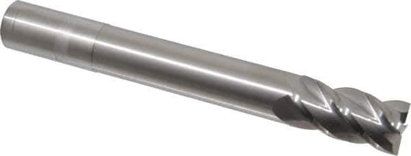 Accupro - 3/4", 1-1/2" LOC, 3/4" Shank Diam, 6" OAL, 4 Flute, Solid Carbide Square End Mill - Single End, Uncoated, Spiral Flute, 40° Helix, Centercutting, Right Hand Cut, Right Hand Flute - Exact Tool & Supply