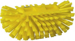 Vikan - 1-1/2" Bristle Length, Polyester Utility Scrub Brush - 5-1/2" Wide Head, 8" OAL, European Threaded Handle, Yellow, Polypropylene Block - Exact Tool & Supply