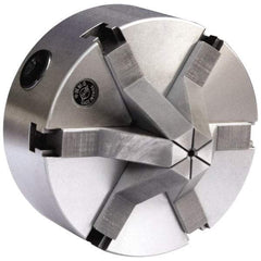 Gibraltar - 6 Jaws, 3" Diam, Self Centering Manual Lathe Chuck - Plain Back Mount Spindle, 0.6299" Through Hole Diam, Cast Iron - Exact Tool & Supply