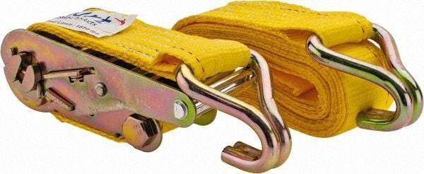 Value Collection - 15' Long x 2" Wide, 1,650 Lb Basket Capacity, 1 Ply, Polyester Web Sling - Yellow - Exact Tool & Supply