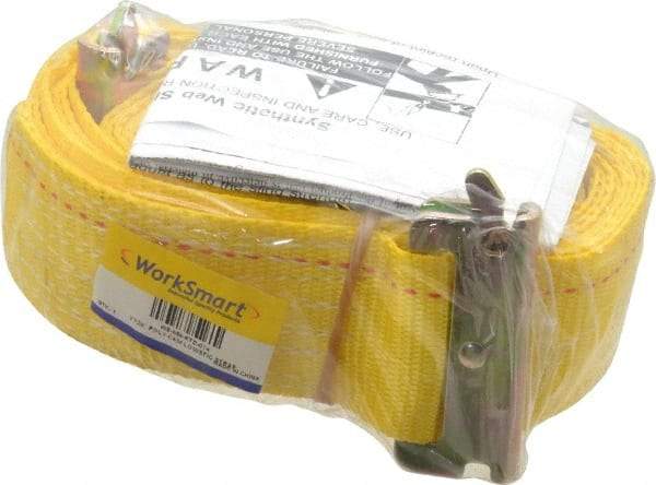 Value Collection - 20' Long x 2" Wide, 1 Ply, Polyester Web Sling - Yellow - Exact Tool & Supply