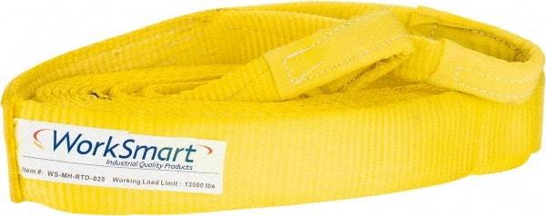 Value Collection - 30' Long x 3" Wide, 27,000 Lb Basket Capacity, 1 Ply, Polyester Web Sling - Yellow - Exact Tool & Supply