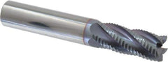 Accupro - 7/16" Diam, Fine Pitch, 1" LOC, 5 Flute Solid Carbide Roughing Square End Mill - TiCN Finish, 2-3/4" OAL, 7/16" Shank Diam, Single End, 30° Helix - Exact Tool & Supply