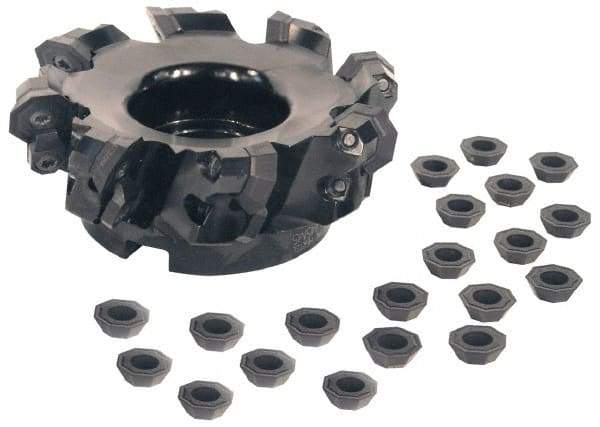 Kennametal - 6" Cut Diam, 2" Arbor Hole, 5mm Max Depth of Cut, 43° Indexable Chamfer & Angle Face Mill - 12 Inserts, OF.T 07L6... Insert, Right Hand Cut, 12 Flutes, Through Coolant, Series KSOM - Exact Tool & Supply