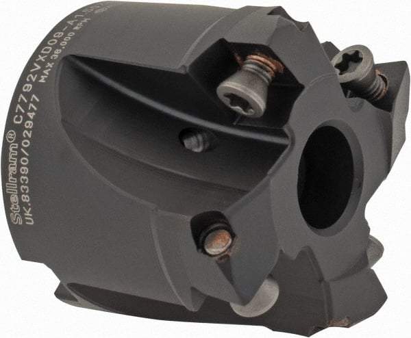 Kennametal - 1-1/2" Cut Diam, 0.059" Max Depth, 1/2" Arbor Hole, 4 Inserts, XD 09 Insert Style, Indexable Copy Face Mill - C7792VXD09-A1.50Z04R Cutter Style, 1.26" High, Through Coolant, Series 7792 - Exact Tool & Supply