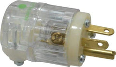 Leviton - 125 VAC, 20 Amp, 5-20P NEMA, Straight, Self Grounding, Hospital Grade Plug - 2 Pole, 3 Wire, 1 Phase, Nylon, Clear - Exact Tool & Supply