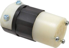 Leviton - 125 VAC, 15 Amp, L5-15R Configuration, Industrial Grade, Self Grounding Connector - 1 Phase, 2 Poles, 0.24 to 0.7 Inch Cord Diameter - Exact Tool & Supply