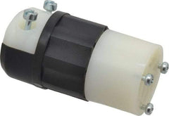 Leviton - 125 VAC, 15 Amp, 5-15R NEMA, Straight, Self Grounding, Industrial Grade Connector - 2 Pole, 3 Wire, 1 Phase, Nylon, Black, White - Exact Tool & Supply