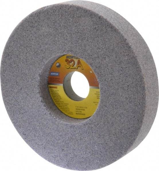 Norton - 7" Diam x 1-1/4" Hole x 1-1/4" Thick, H Hardness, 46 Grit Surface Grinding Wheel - Aluminum Oxide, Type 5, Coarse Grade, 3,600 Max RPM, Vitrified Bond, One-Side Recess - Exact Tool & Supply