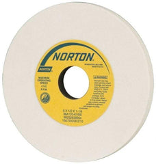 Norton - 6" Diam x 1-1/4" Hole x 1/2" Thick, K Hardness, 120 Grit Surface Grinding Wheel - Aluminum Oxide, Type 1, Fine Grade, 4,140 Max RPM, Vitrified Bond, No Recess - Exact Tool & Supply