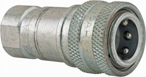 Parker - 1/4 NPTF Steel Hydraulic Hose Female Pipe Thread Coupler - 5,000 psi - Exact Tool & Supply