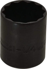 Proto - 1-1/4", 1/2" Drive, Standard Hand Socket - 12 Points, 1-21/32" OAL, Alloy Steel, Black Finish - Exact Tool & Supply