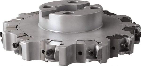 Seco - Shell Mount Connection, 0.63" Cutting Width, 2.209" Depth of Cut, 8" Cutter Diam, 1-1/2" Hole Diam, 12 Tooth Indexable Slotting Cutter - R335.25 Toolholder, XNHQ, LNHQ Insert, Right Hand Cutting Direction - Exact Tool & Supply