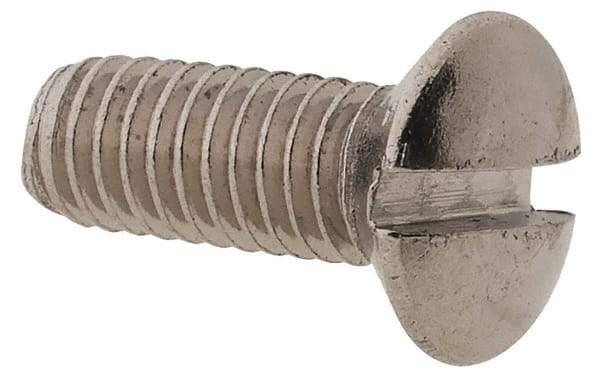 Value Collection - M3x0.50 Metric Coarse, 8mm OAL Slotted Drive Machine Screw - Oval Head, Grade 18-8 & A2 Stainless Steel, Uncoated, Without Washer - Exact Tool & Supply
