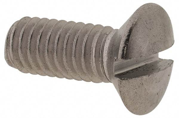 Value Collection - M4x0.70 Metric Coarse, 10mm OAL Slotted Drive Machine Screw - Oval Head, Grade 18-8 & A2 Stainless Steel, Uncoated, Without Washer - Exact Tool & Supply