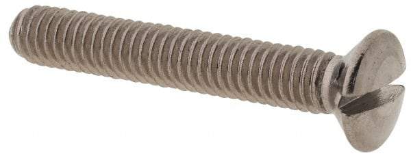 Value Collection - M4x0.70 Metric Coarse, 25mm OAL Slotted Drive Machine Screw - Oval Head, Grade 18-8 & A2 Stainless Steel, Uncoated, Without Washer - Exact Tool & Supply