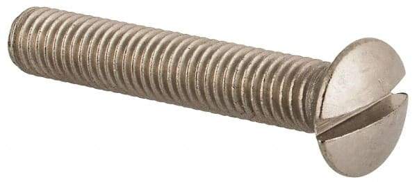 Value Collection - M5x0.80 Metric Coarse, 30mm OAL Slotted Drive Machine Screw - Oval Head, Grade 18-8 & A2 Stainless Steel, Uncoated, Without Washer - Exact Tool & Supply