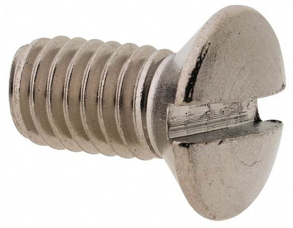 Value Collection - M6x1.00 Metric Coarse, 12mm OAL Slotted Drive Machine Screw - Oval Head, Grade 18-8 & A2 Stainless Steel, Uncoated, Without Washer - Exact Tool & Supply