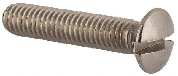 Value Collection - M6x1.00 Metric Coarse, 30mm OAL Slotted Drive Machine Screw - Oval Head, Grade 18-8 & A2 Stainless Steel, Uncoated, Without Washer - Exact Tool & Supply