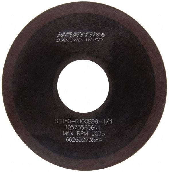 Norton - 4" Diam x 1-1/4" Hole x 1/16" Thick, 150 Grit Surface Grinding Wheel - Diamond, Type 1A1, Very Fine Grade, Resinoid Bond - Exact Tool & Supply