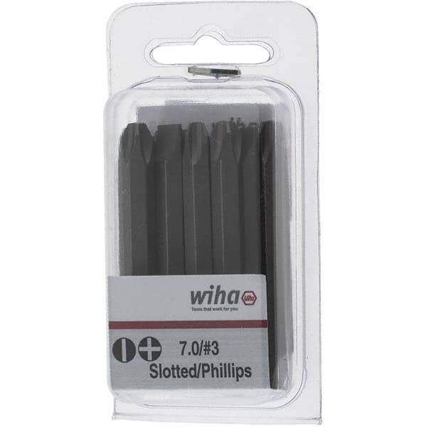 Wiha - 1/4" Drive, #3 Reversible Phillips/Slotted Screwdriver Bit - 2-3/8" OAL - Exact Tool & Supply