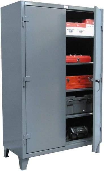 Strong Hold - 4 Shelf Locking Storage Cabinet - Steel, 36" Wide x 20" Deep x 72" High, Dark Gray - Exact Tool & Supply