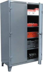 Strong Hold - 4 Shelf 6 Bin Locking Storage Cabinet - Steel, 60" Wide x 24" Deep x 72" High, Dark Gray - Exact Tool & Supply