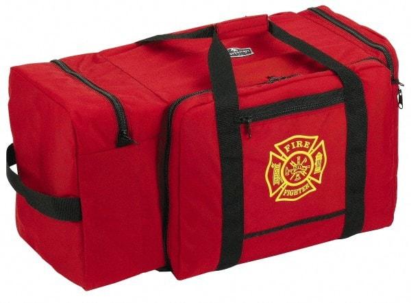 Ergodyne - 3 Pocket, 7,280 Cubic Inch, 600D Polyester Empty Gear Bag - 21 Inch Wide x 15 Inch Deep x 16 Inch High, Red, Fire and Rescue Logo, Model No. 5005P - Exact Tool & Supply
