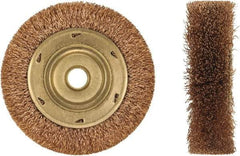 Ampco - 2" OD, 1/2" Arbor Hole, Crimped Phosphorus Bronze Alloy Wheel Brush - 1/4" Face Width, 17/32" Trim Length, 0.008" Filament Diam, 20,000 RPM - Exact Tool & Supply