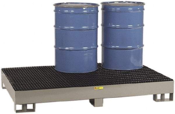 Little Giant - 99 Gal Sump, 6,000 Lb Capacity, 6 Drum, Steel Spill Deck or Pallet - 51" Long x 76" Wide x 10-1/2" High, Gray and Black, Liftable Fork, Vertical, 2 x 3 Drum Configuration - Exact Tool & Supply