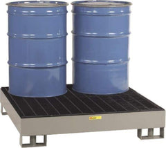 Little Giant - 66 Gal Sump, 4,000 Lb Capacity, 4 Drum, Steel Platform - 51" Long x 51" Wide x 10-1/2" High, Gray, Liftable Fork, Low Profile, Vertical, 2 x 2 Drum Configuration - Exact Tool & Supply