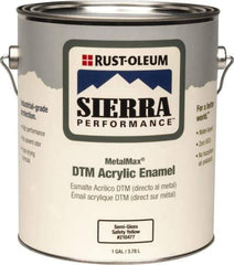 Rust-Oleum - 1 Gal Safety Yellow Semi Gloss Finish Acrylic Enamel Paint - Interior/Exterior, Direct to Metal, <0 gL VOC Compliance - Exact Tool & Supply