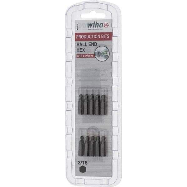 Wiha - 1/4" Drive, Hex Inch Screwdriver Bit - 1" OAL - Exact Tool & Supply