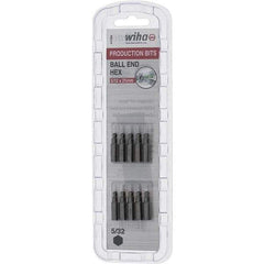 Wiha - 1/4" Drive, Hex Inch Screwdriver Bit - 1" OAL - Exact Tool & Supply
