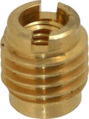 E-Z LOK - M6x1, Brass Knife Insert - 3/8" Drill, 3/8" Hole Diam, 1/2" Long, 5/8" Min Grip, M6 Hex - Exact Tool & Supply