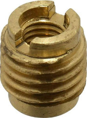 E-Z LOK - 1/4-28, Brass Knife Insert - 3/8" Drill, 3/8" Hole Diam, 1/2" Long, 0.6" Min Grip - Exact Tool & Supply