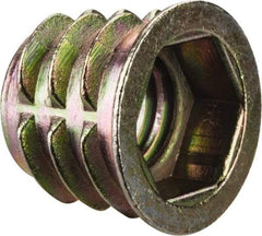 E-Z LOK - 3/8-16, Zinc Alloy Flanged Hex Drive Insert - 31/64" Drill, 0.4724" Hole Diam, 0.512" Long, M10 Hex - Exact Tool & Supply