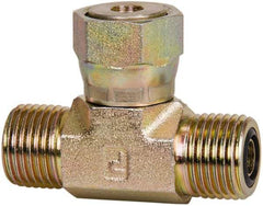 Parker - 3/8" OD, Steel Swivel Branch - 9,200 Max Working psi, 3/4" Hex, O-ring Face Seal Ends - Exact Tool & Supply