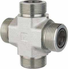 Parker - 1" OD, Steel Union Cross - 6,000 Max Working psi, 1-5/8" Hex, O-ring Face Seal Ends - Exact Tool & Supply