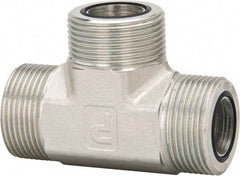 Parker - 1" OD, Steel Union Tee - 6,000 Max Working psi, 1-7/16" Hex, O-ring Face Seal Ends - Exact Tool & Supply