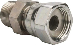 Parker - 3/4" OD, Steel Pipe Thread Swivel Connector - 5,500 Max Working psi, 1-1/4" Hex, O-Ring Face Seal/NPTF Ends - Exact Tool & Supply