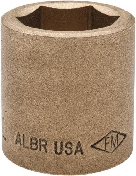 Ampco - 1", 1/2" Drive, Standard Hand Socket - 6 Points, 1-1/2" OAL, Aluminum Bronze - Exact Tool & Supply