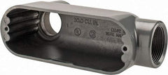 Thomas & Betts - LB Body, 1-1/4" Trade, IMC, Rigid Aluminum Conduit Body - Oval, 7-7/8" OAL, 32 cc Capacity, Gray - Exact Tool & Supply