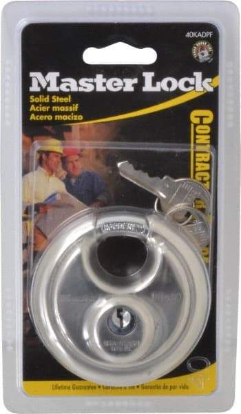 Master Lock - 3/4" Shackle Clearance, Keyed Alike Shielded Shackle Disk Lock Padlock - 3/8" Shackle Diam, Stainless Steel - Exact Tool & Supply